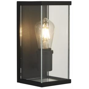 Bakerloo Outdoor Wall Light - Dark Black Metal & Clear Glass
