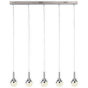 Wave Teardrop LED 5 Light Bar- Chrome with Crushed Ice Shades