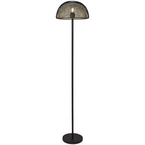 Honeycomb Floor Lamp - Black Metal & Gold Mesh