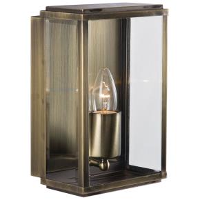 Box Outdoor Wall & Porch Light - Antique Brass & Glass