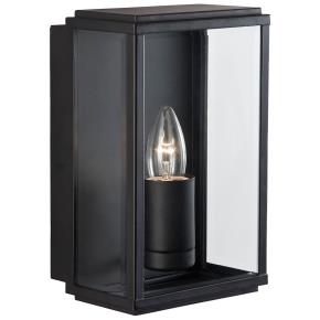 Box Outdoor Wall & Porch Light - Black Metal & Glass