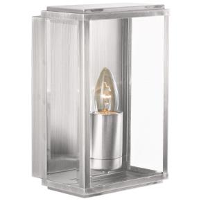 Box Outdoor Wall & Porch Light - Satin Silver & Glass