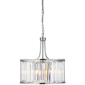 Victoria 5 Light Drum Pendant Light - Chrome & Crystal Glass
