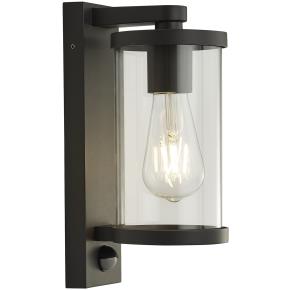Bakerloo Outdoor PIR Wall Light - Black & Clear Glass