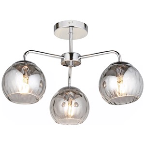 ENDON 97971 Dimple 3 Light semi flush Chrome With Smoked Glass 